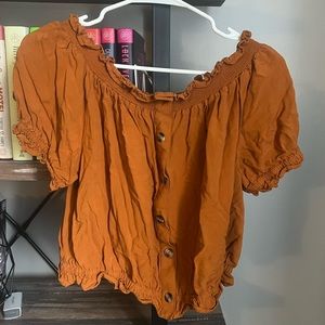 H&M Size US 8 off the shoulder crop in burnt orange